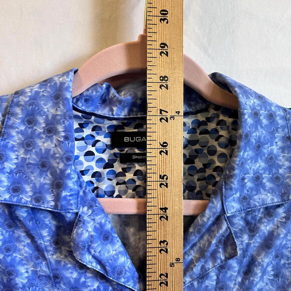 BUGATCHI Shaped Fit Button UP Short Sleeve Shirt Blue Floral Print Large - Picture 9 of 9